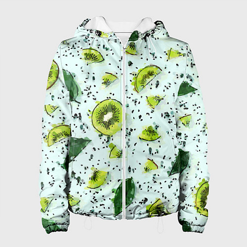 Женская куртка Киви мята ментол - акварель / 3D-Белый – фото 1