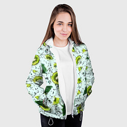 Куртка с капюшоном женская Киви мята ментол - акварель, цвет: 3D-белый — фото 2
