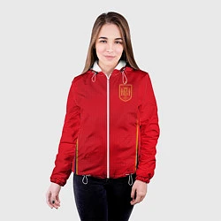Куртка с капюшоном женская Форма сборной Испании ЧМ 2022, цвет: 3D-белый — фото 2