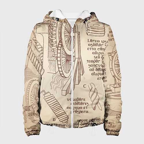 Женская куртка Чертежи машин Леонардо да Винчи / 3D-Белый – фото 1