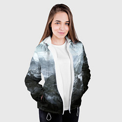 Куртка с капюшоном женская Природа Скайрима, цвет: 3D-белый — фото 2