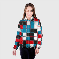 Куртка с капюшоном женская Разнообразные стеклянные фигуры, цвет: 3D-белый — фото 2