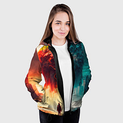 Куртка с капюшоном женская Параллельные вселенные, цвет: 3D-черный — фото 2