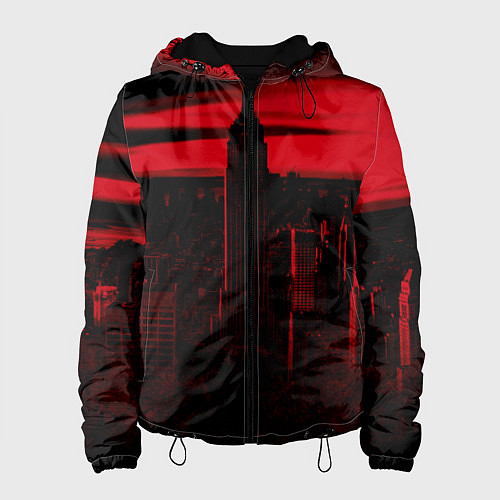 Женская куртка Город в красном цвете / 3D-Черный – фото 1