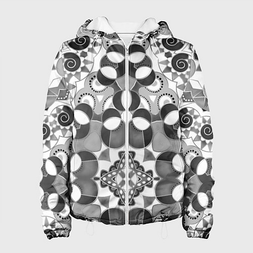 Женская куртка Бело-серый этнический узор / 3D-Белый – фото 1