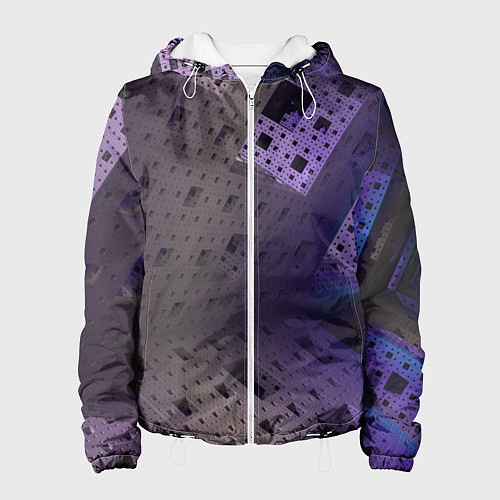 Женская куртка Абстрактный фиолетовый геометрический лабиринтовый / 3D-Белый – фото 1
