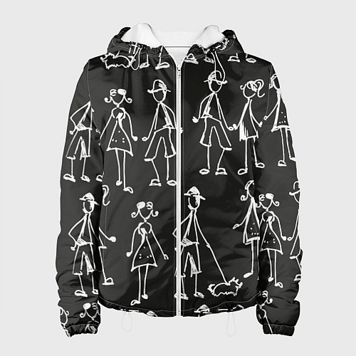 Женская куртка Черно-белые люди / 3D-Белый – фото 1