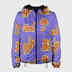 Куртка с капюшоном женская Принт с леопардами, цвет: 3D-черный