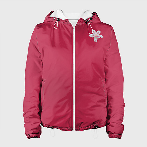 Женская куртка Белый цветок на Вива Маджента / 3D-Белый – фото 1