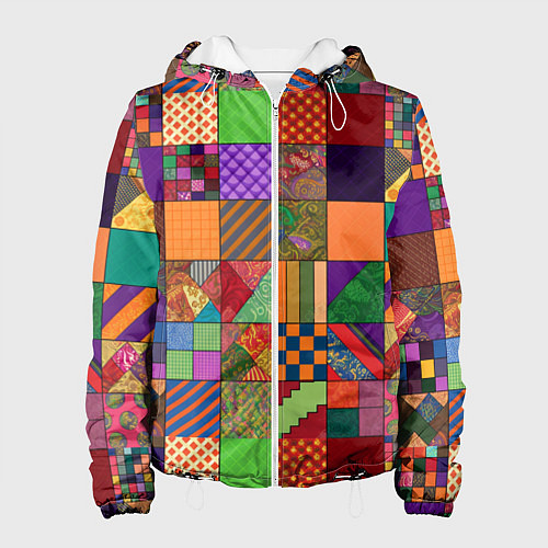 Женская куртка Разноцветные лоскуты от нейросети / 3D-Белый – фото 1