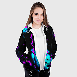 Куртка с капюшоном женская Неоновая броня fortnite, цвет: 3D-белый — фото 2