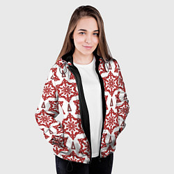 Куртка с капюшоном женская Треугольник и круглый орнамент, цвет: 3D-черный — фото 2