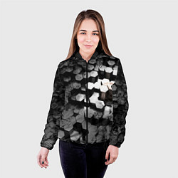 Куртка с капюшоном женская Карбоновые соты абстрация, цвет: 3D-черный — фото 2