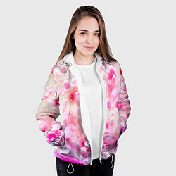 Куртка с капюшоном женская Розовое множество красок и пузырей, цвет: 3D-белый — фото 2