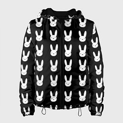 Куртка с капюшоном женская Bunny pattern black, цвет: 3D-черный