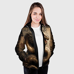 Куртка с капюшоном женская Китайский дракон с открытой пастью, цвет: 3D-черный — фото 2