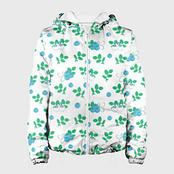 Куртка с капюшоном женская Узор из ягод голубики, цвет: 3D-белый