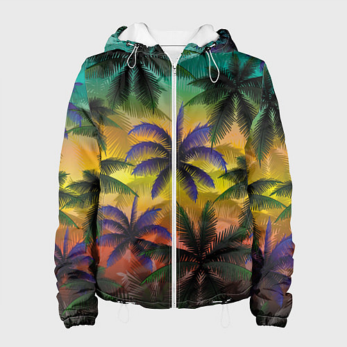 Женская куртка Кроны пальм, Багамы / 3D-Белый – фото 1