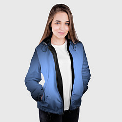 Куртка с капюшоном женская Васильковый оттенок с черной виньеткой, цвет: 3D-черный — фото 2