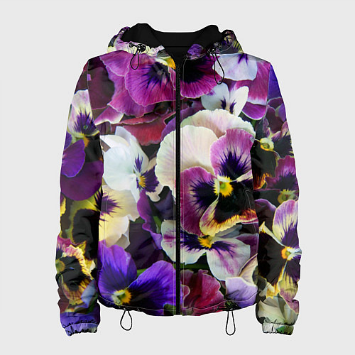 Женская куртка Красивые анютины глазки / 3D-Черный – фото 1
