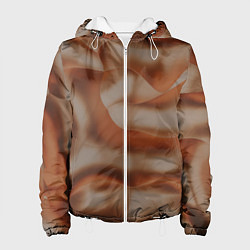 Куртка с капюшоном женская Тёмно-золотистые абстрактные волны, цвет: 3D-белый