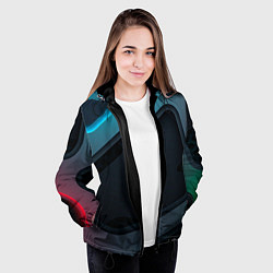 Куртка с капюшоном женская Абстракция металл, цвет: 3D-черный — фото 2