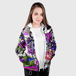 Куртка с капюшоном женская Рок тематика, цвет: 3D-белый — фото 2