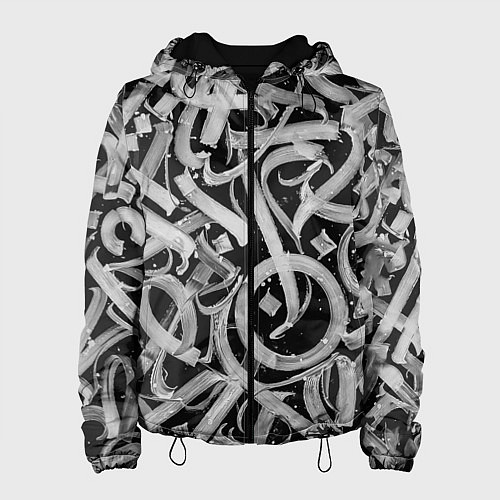 Женская куртка Черно-белая каллиграфия / 3D-Черный – фото 1