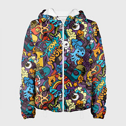 Куртка с капюшоном женская Стрит-арт music: разноцветный, цвет: 3D-белый