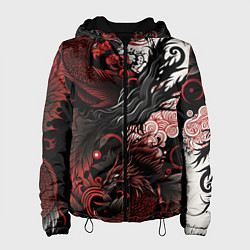 Женская куртка Красный Irezumi узор