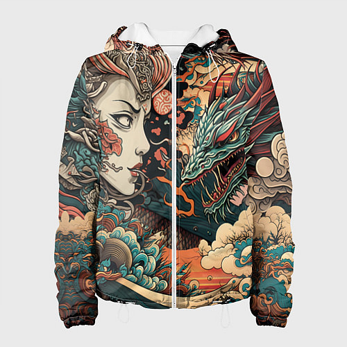 Женская куртка Коварная женщина, затаившийся дракон / 3D-Белый – фото 1