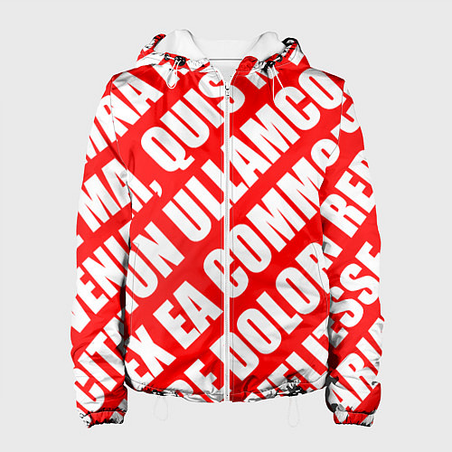 Женская куртка Крупный рубленый текст Lorem Ipsum каллиграфия на / 3D-Белый – фото 1