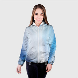 Куртка с капюшоном женская Светлые синие и голубые волны, цвет: 3D-белый — фото 2