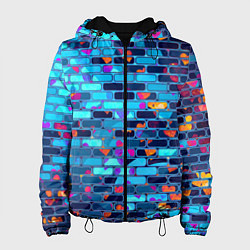 Куртка с капюшоном женская Кирпичные сердца, цвет: 3D-черный