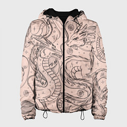 Женская куртка Дракон - унесенные призраками: тату на бежевом