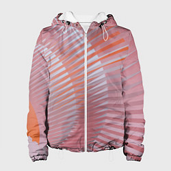 Куртка с капюшоном женская Абстрактные розовые волнообразные линии, цвет: 3D-белый