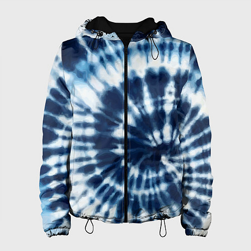 Женская куртка Эффект тай дай - размытый синий узор / 3D-Черный – фото 1