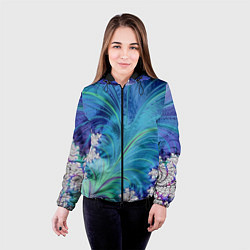 Куртка с капюшоном женская Авангардная фрактальная композиция, цвет: 3D-черный — фото 2