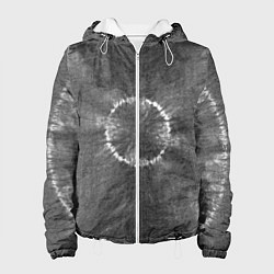 Куртка с капюшоном женская Серый круг тай-дай, цвет: 3D-белый