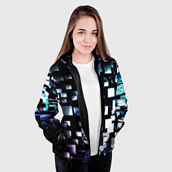 Куртка с капюшоном женская Неоновые кубы абстракция, цвет: 3D-черный — фото 2