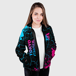 Куртка с капюшоном женская Tokyo Ghoul - neon gradient: надпись, символ, цвет: 3D-черный — фото 2