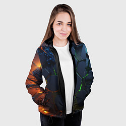 Куртка с капюшоном женская Взрыв плит, цвет: 3D-черный — фото 2