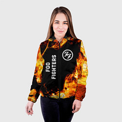Куртка с капюшоном женская Foo Fighters и пылающий огонь, цвет: 3D-черный — фото 2
