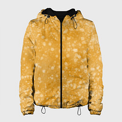 Куртка с капюшоном женская Оранжевый фон и белые точки, цвет: 3D-черный
