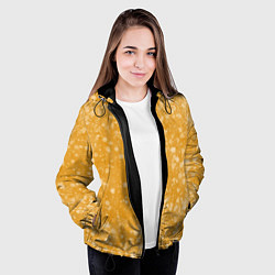 Куртка с капюшоном женская Оранжевый фон и белые точки, цвет: 3D-черный — фото 2