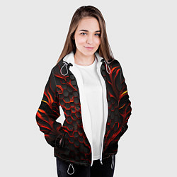 Куртка с капюшоном женская Объемные огненные плитки, цвет: 3D-белый — фото 2