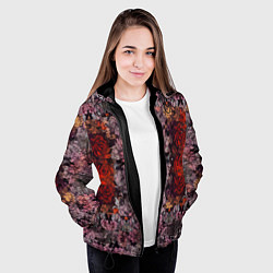 Куртка с капюшоном женская Розы и сирень, цвет: 3D-черный — фото 2