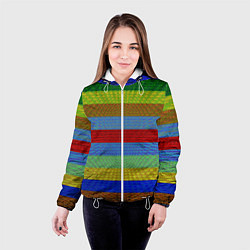 Куртка с капюшоном женская Яркие полосы, цвет: 3D-белый — фото 2