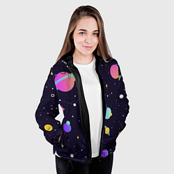 Куртка с капюшоном женская Разнообразие галактики, цвет: 3D-черный — фото 2