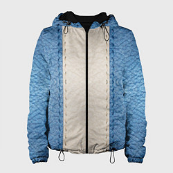 Женская куртка Кожа синяя белая